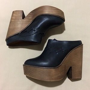 Free People "Chance" Platform Mule Wooden Clog